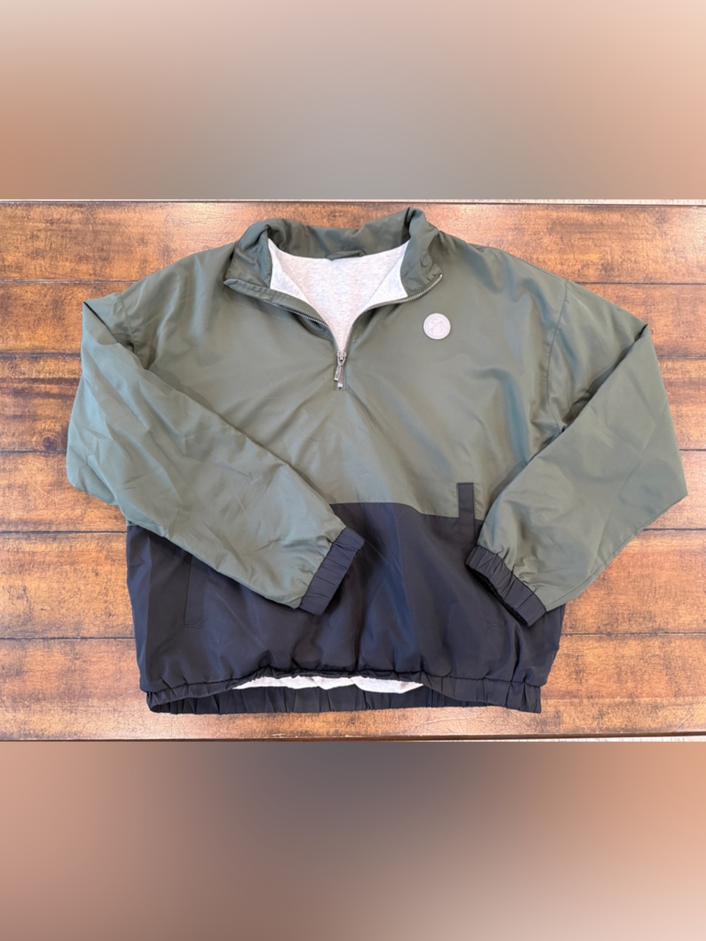 Zyia Active Olive Green and Black Quarter-Zip Pullover Jacket